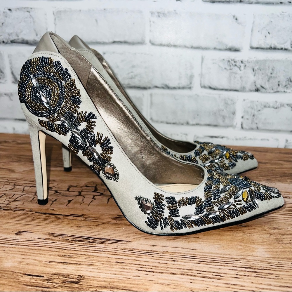 Sam Edelman Ivory Beaded Pointed-Toe Heels - Picture 2 of 10